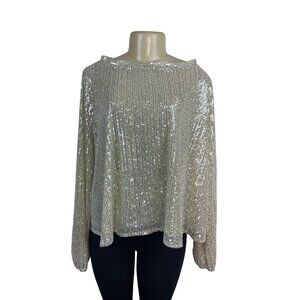 Silver Sequin Top With Keyhole Back By Muche and Muchette One Size - New